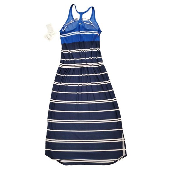 NWT Athleta XS 439149 Cressida Stripe Midi Blue White Shelf Bra Dress A18 - Picture 2 of 10